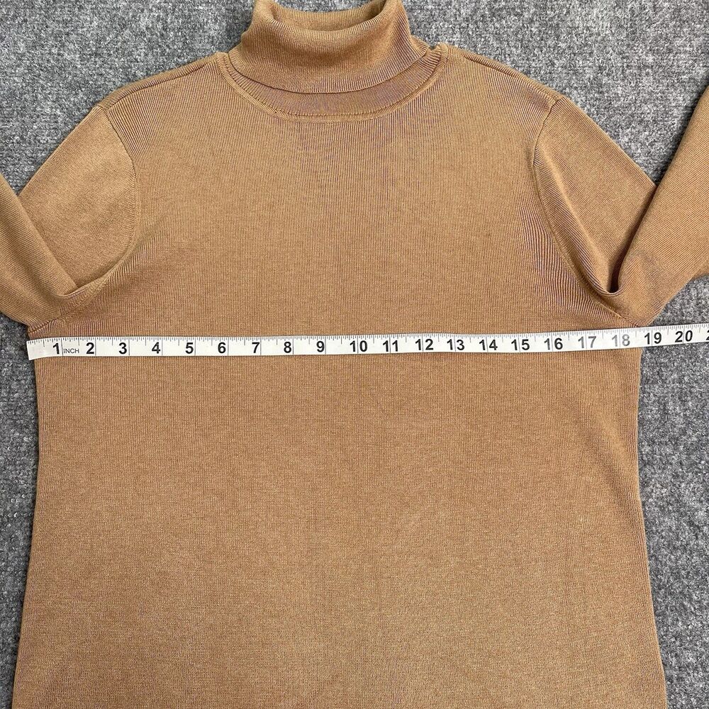 Chicos Sweater Womens Large Tan Turtleneck Ribbed Knit Embellished Sleeve - Picture 5 of 8